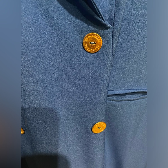 Bright Cobalt Blue with Gold hardware and side zip Sleeveless Blazer Dress-Small - Picture 5 of 6